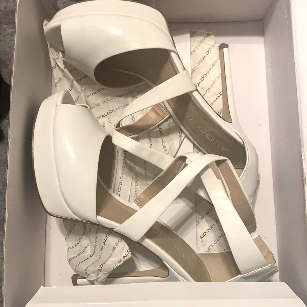 White Aldo heels